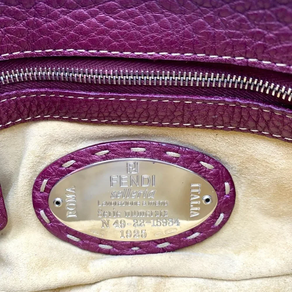 Auth Fendi Plum Selleria Leather Baguette Shoulder Bag Preloved Purse Excellent